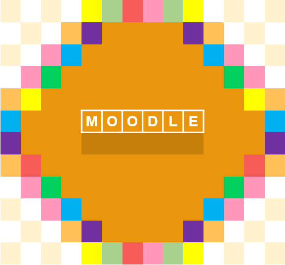 Bunte Grafik mit Schriftzug Moodle